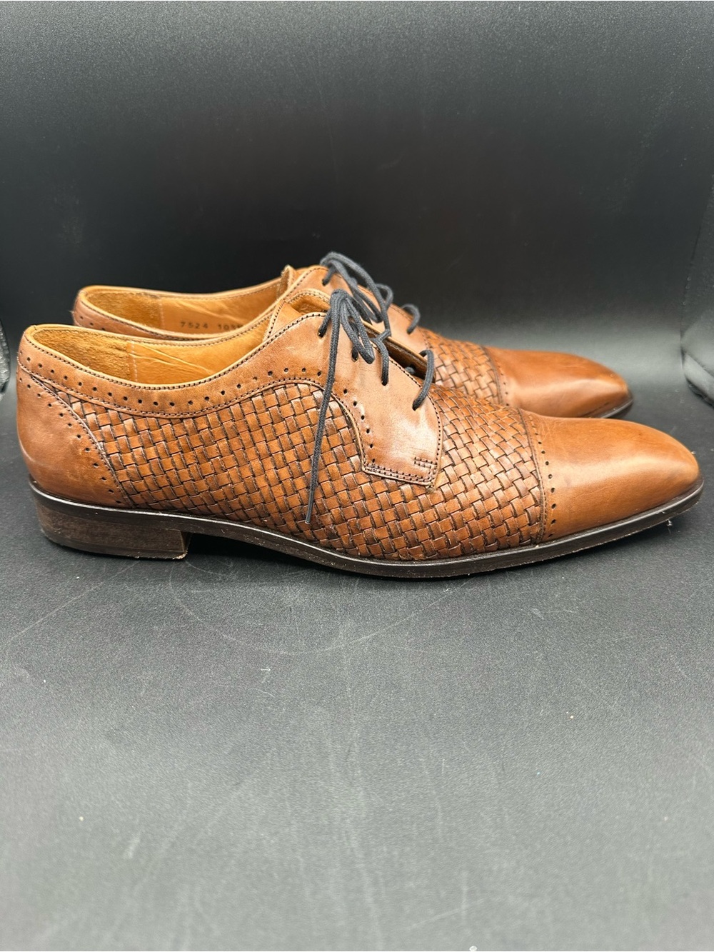 Mercanti Fiorentini 7524 Woven Italian Leather Oxford Brown Men's Shoes Sz 10.5M